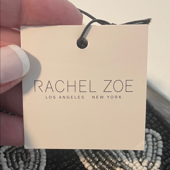 Rachel Zoe Black Gray and White Beaded Coin Purse and Charm/Key Chain Set - Picture 7 of 7